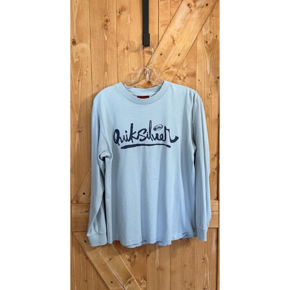Quiksilver Vintage Men’s Long Sleeve Graphic Logo T-Shirt Blue Made USA Medium